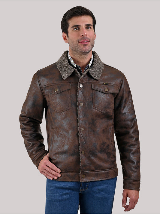 Men's Faux Leather Sherling Jacket