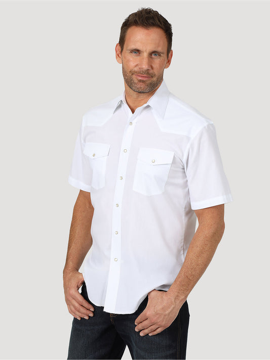 Men's Short Sleeve Solid Western Snap Sport Shirt