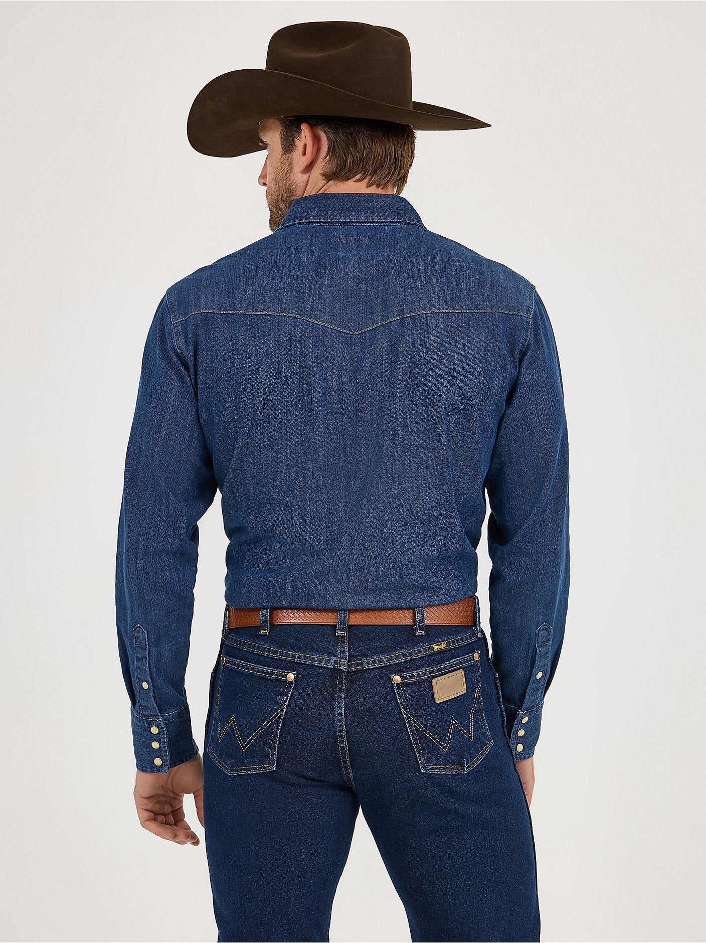 Cowboy Cut Long Sleeve Western Denim Snap Work Shirt