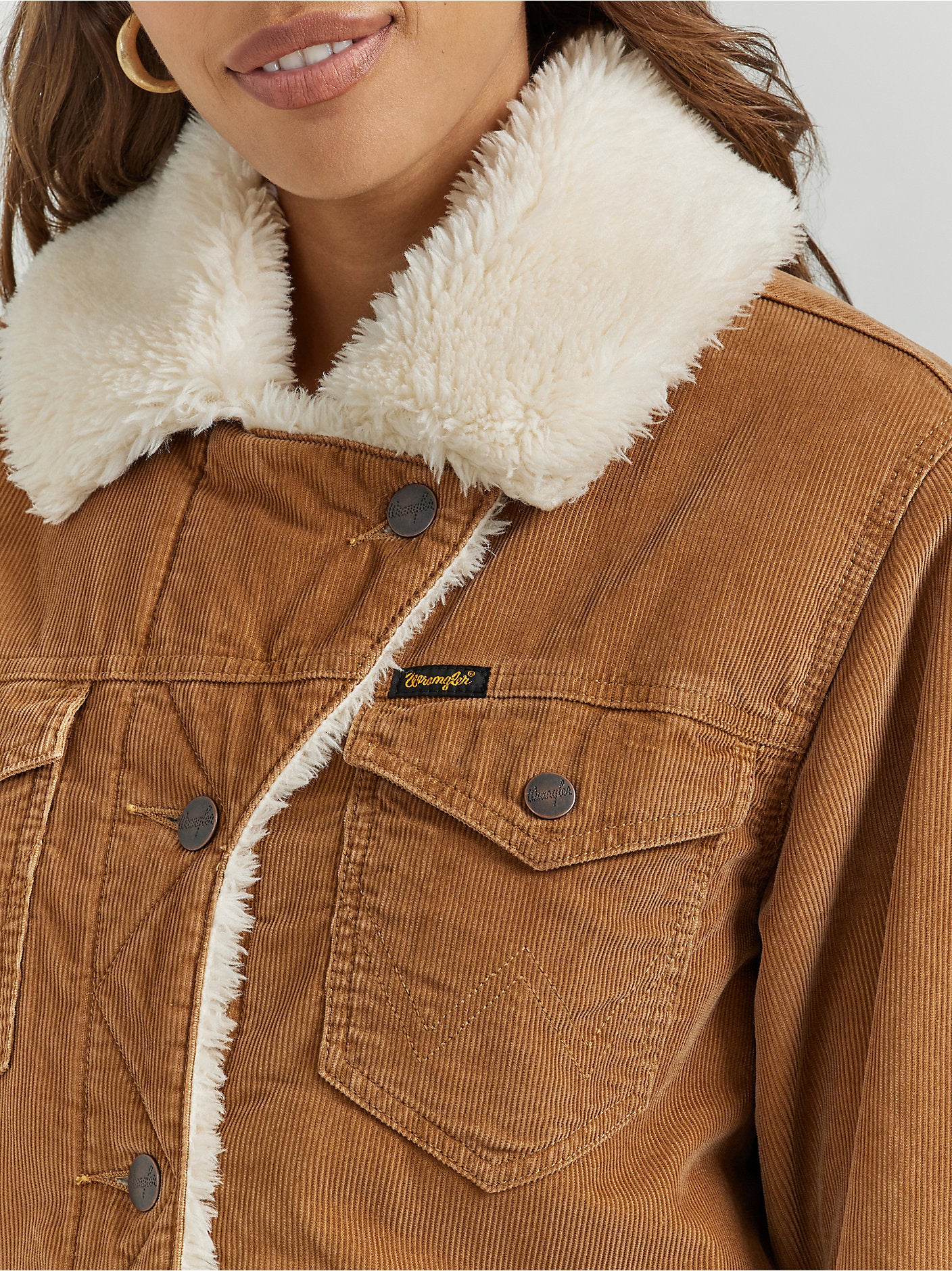 Women's Western Sherpa Lined Corduroy Wrange Coat